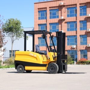 Front angled outdoor shot of MIWO CPD‑25 2.5 ton electric forklift